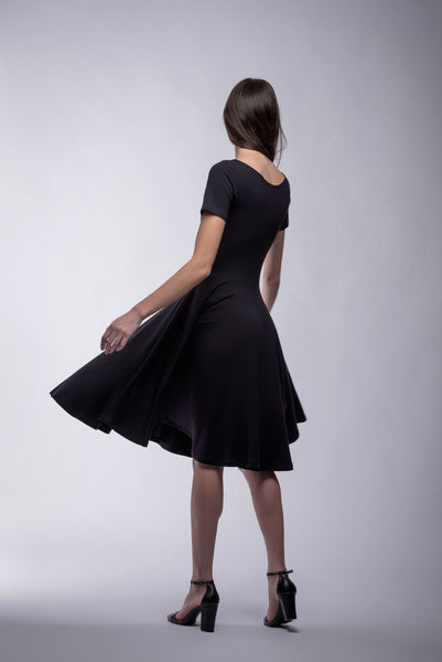 Brooke knee length short sleeve classic little Black dress contact us for custom Brooke knee length short sleeve classic little Black dress contact us for custom