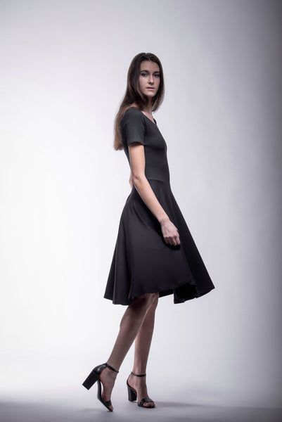 Brooke knee length short sleeve classic little Black dress contact us for custom Brooke knee length short sleeve classic little Black dress contact us for custom