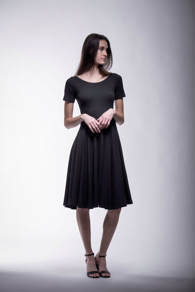 Brooke knee length short sleeve classic little Black dress contact us for custom Brooke knee length short sleeve classic little Black dress contact us for custom