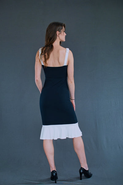 block cocktail dress Cocktail Party Dress Color-Block Sleeveless Asymmetrical Hem Midi Dress -chiclody
