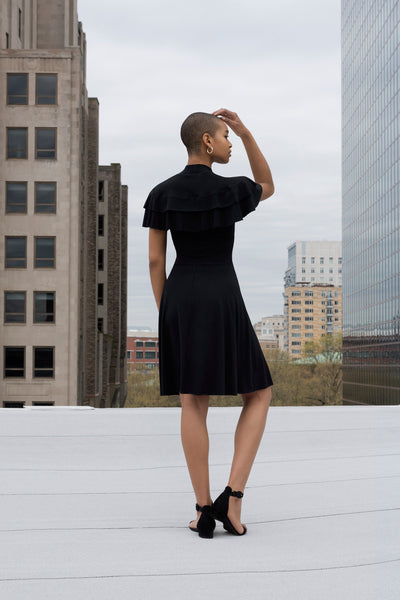 Clio deep V-neck Black midi dress in bamboo jersey small / grey Clio deep V-neck Black midi dress in bamboo jersey small / grey