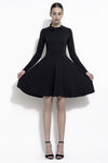 Kayley vintage style little black dress in french terry with bow accent collar