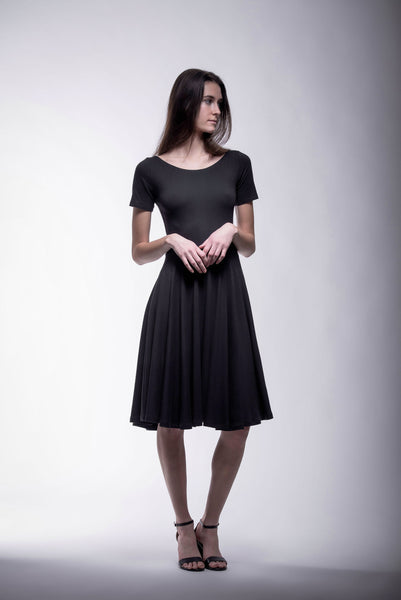 Brooke knee length short sleeve classic  little black dress