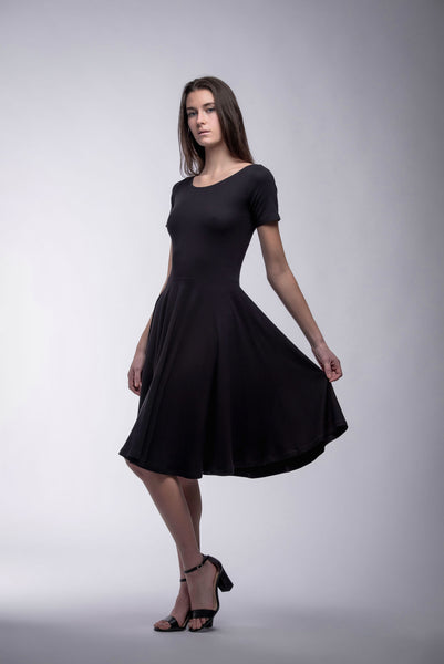 calf length black dress La Femme Midi-Length Black Homecoming Dress