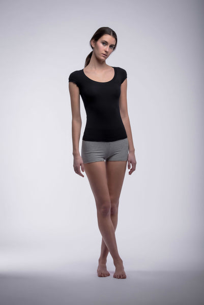 Jelena scooped neck capped sleeve fitted tank