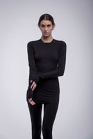 Cally crew neck basic bamboo jersey long sleeve tunic tee