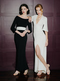 Trumane deep V and high slit evening dress