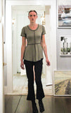 Imogen contrast stitch ribbed knit peplum top