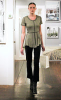 Imogen contrast stitch ribbed knit peplum top