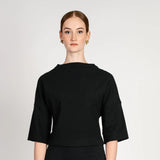 Hera wide funnel neck and dropped shoulder wide sleeve fitted top