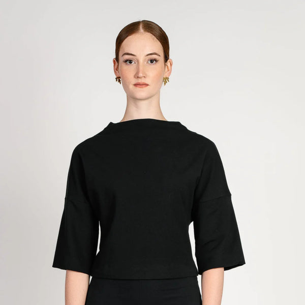 Hera wide funnel neck and dropped shoulder wide sleeve fitted top