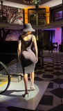 Salina ribbed pencil dress with shoulder bow detail
