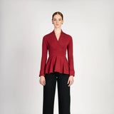 Scarlet peplum top with raglan sleeve