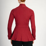Scarlet peplum top with raglan sleeve