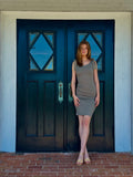 Salina ribbed pencil dress with shoulder bow detail