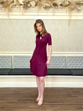 Danelle bias cut A-line pussy bow dress with scooped neckline