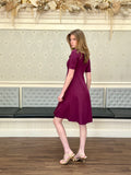 Danelle bias cut A-line pussy bow dress with scooped neckline