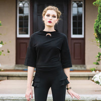 Hera wide funnel neck and dropped shoulder wide sleeve fitted top