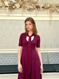 Danelle bias cut A-line pussy bow dress with scooped neckline