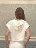 Sydney sleeveless cropped summer hoodie with bow adornment