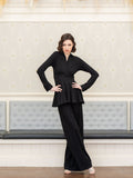 Scarlet peplum top with raglan sleeve