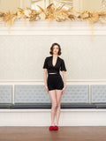 Raffaele plunging V-neck blouse in bamboo jersey