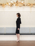 Nora ponte cropped swing jacket with trumpet sleeve and cape collar detail