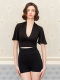 Raffaele plunging V-neck blouse in bamboo jersey