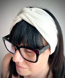 white headband worn view from top