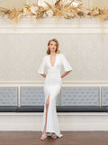 Trumane deep V and high slit evening dress
