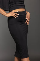 Sandra stretch pencil skirt with satin ribbon and bow detail