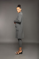 Lina jersey cardigan coat with tie collar