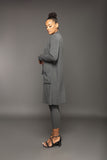 Lina jersey cardigan coat with tie collar