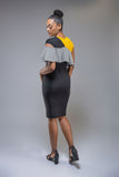 Fausta colorblock pencil dress with ruffle detail