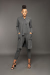 Lina jersey cardigan coat with tie collar