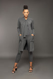Lina jersey cardigan coat with tie collar