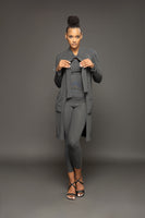 Lina jersey cardigan coat with tie collar
