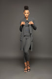 Lina jersey cardigan coat with tie collar