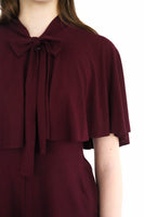 Jillian biased cut tunic top with cape detail and scarf tie collar