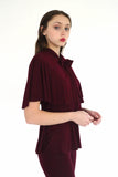 Jillian biased cut tunic top with cape detail and scarf tie collar