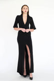 Trumane deep V and high slit evening dress