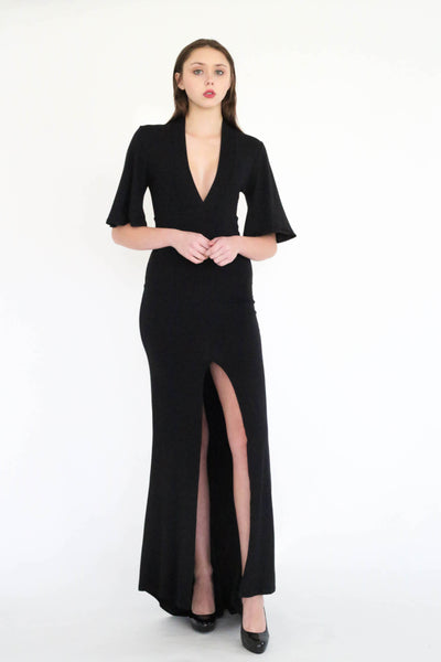 Trumane deep V and high slit evening dress