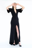 Trumane deep V and high slit evening dress