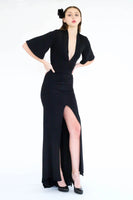 Trumane deep V and high slit evening dress