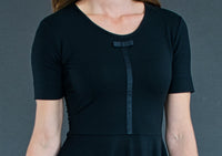 Shereen peplum top with front ribbon and bow detail