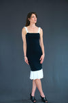 Leila black and white color block cocktail dress