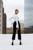 Astra high waisted cropped tuxedo trouser with belt