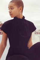 Thalia gathered collar and drawstring tie capped sleeve top