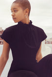 Thalia gathered collar and drawstring tie capped sleeve top