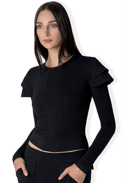 The Milda double capped bamboo jersey long sleeve tee